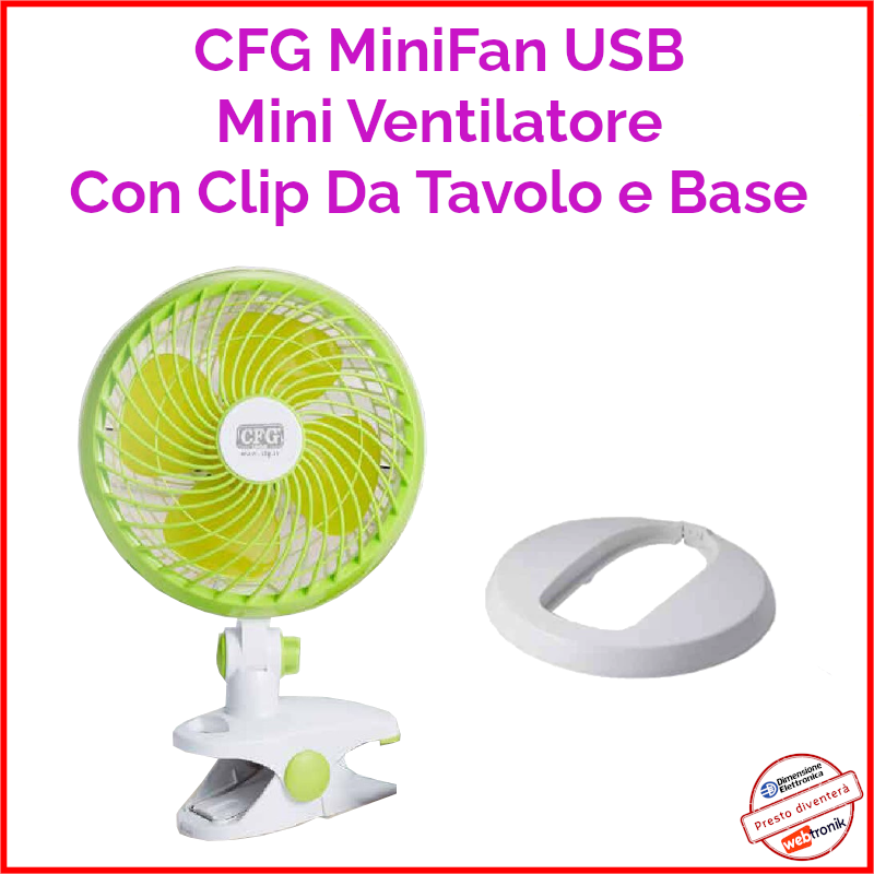 Ventilatore Usb Ventola Portatile con Clip Flessibile cfg ev090 Mini Fan Viaggio