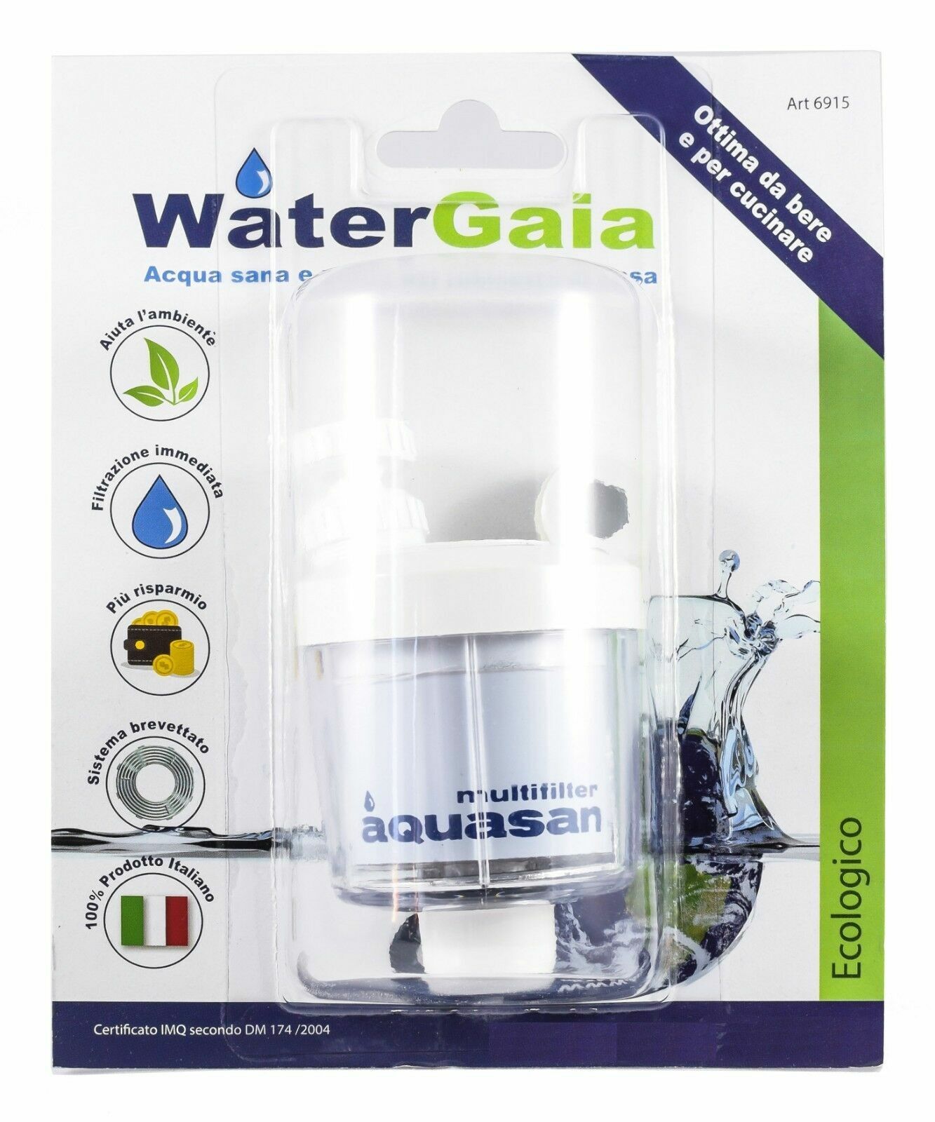DEPURATORE AQUASAN FILTRO ACQUA ANTICALCARE PER RUBINETTO CASA WATER GAIA (31268