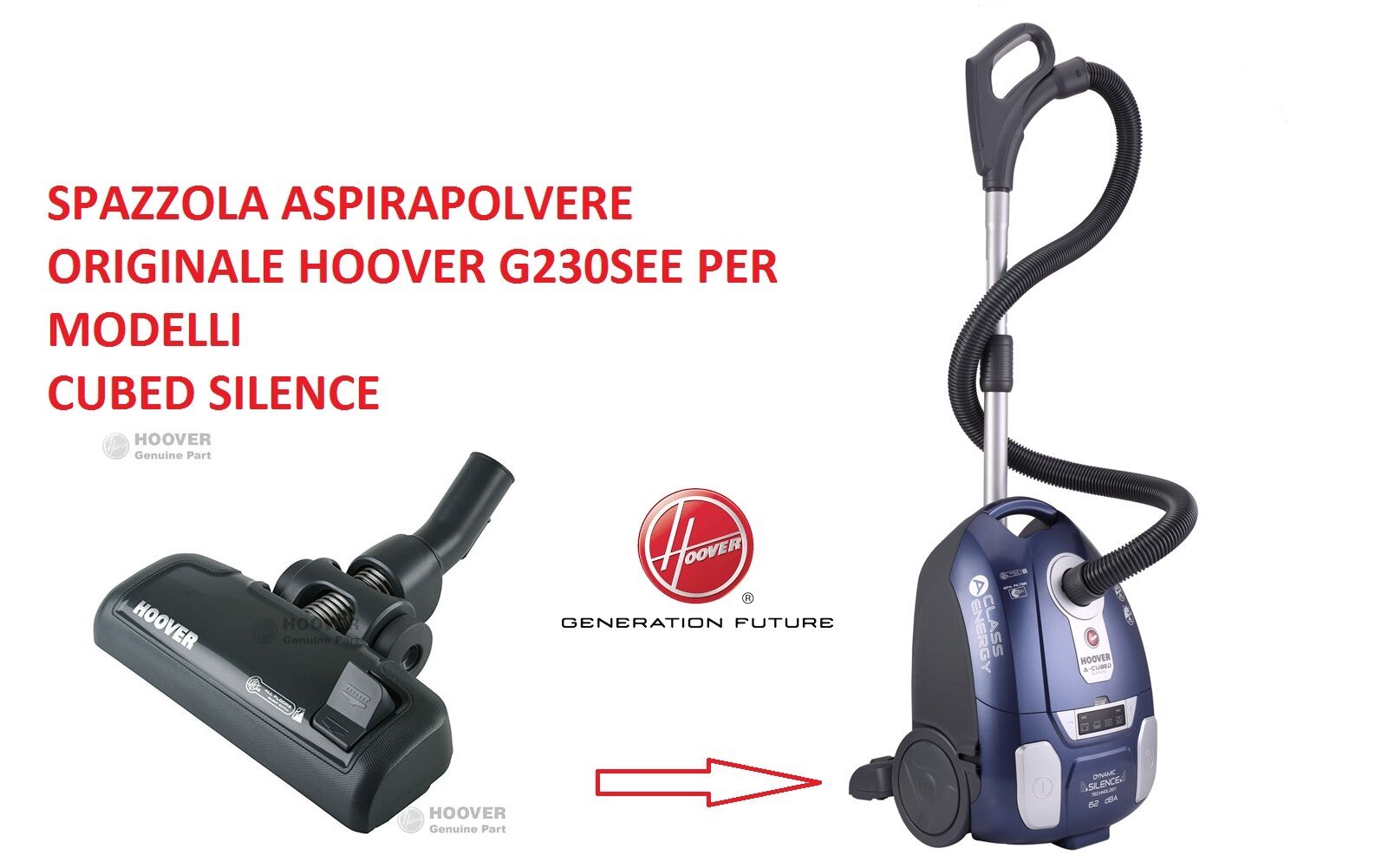 SPAZZOLA PAVIMENTI TAPPETI HOOVER ORIGINALE G230SEE PER CUBED SILENCE
