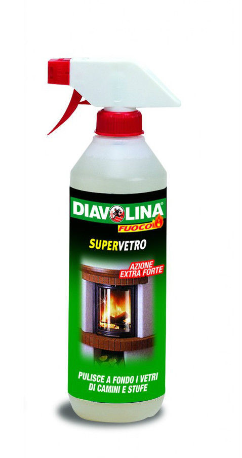 Diavolina Detergente pulitore vetri stufe camini 500ml pellet legna SUPERVETRO