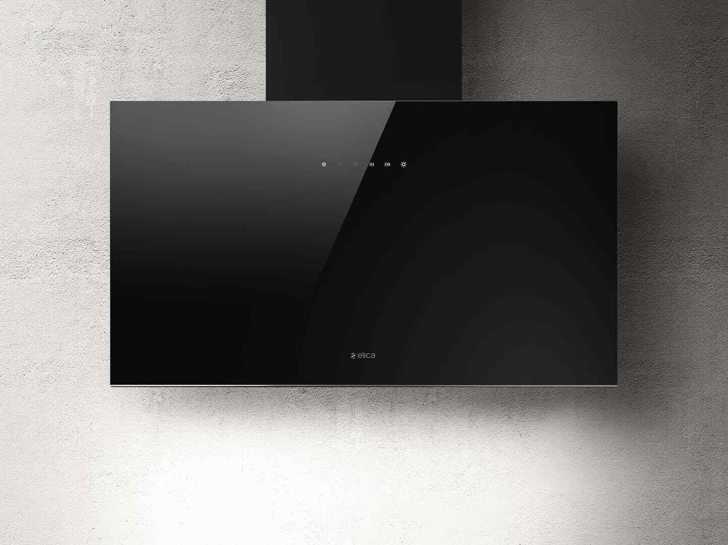Cappa Cucina 55 cm Elica Filtrante a Parete Nero PLAT BL/F/55