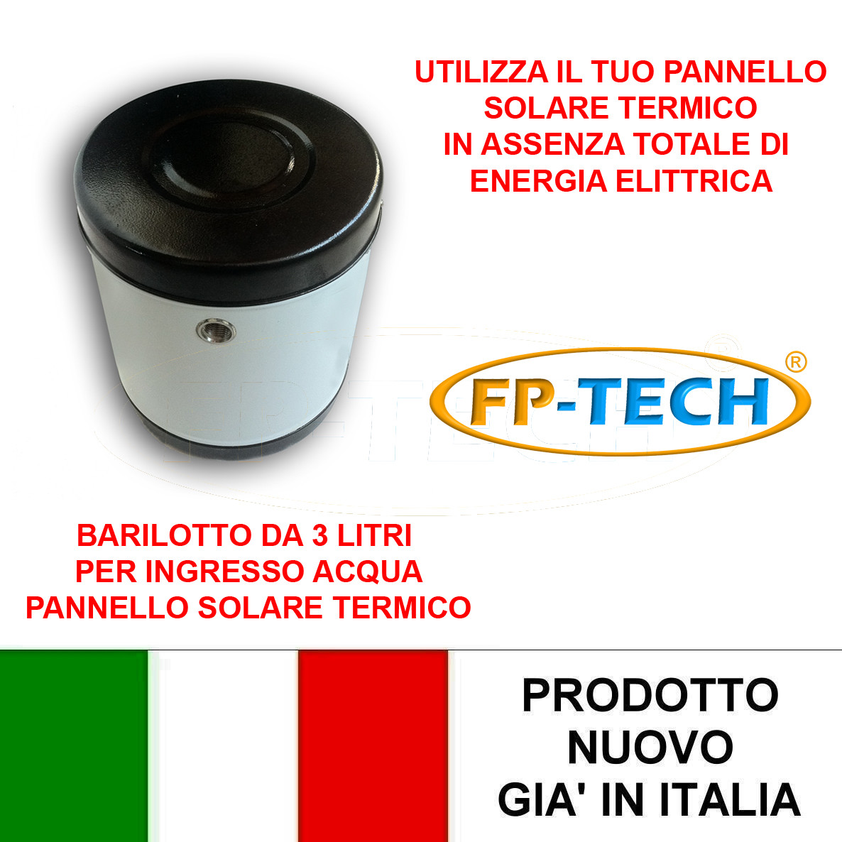 BARILOTTO DA 3 LITRI PANNELLO SOLARE TERMICO ACQUA CALDA CIRCOLAZIONE NATURALE