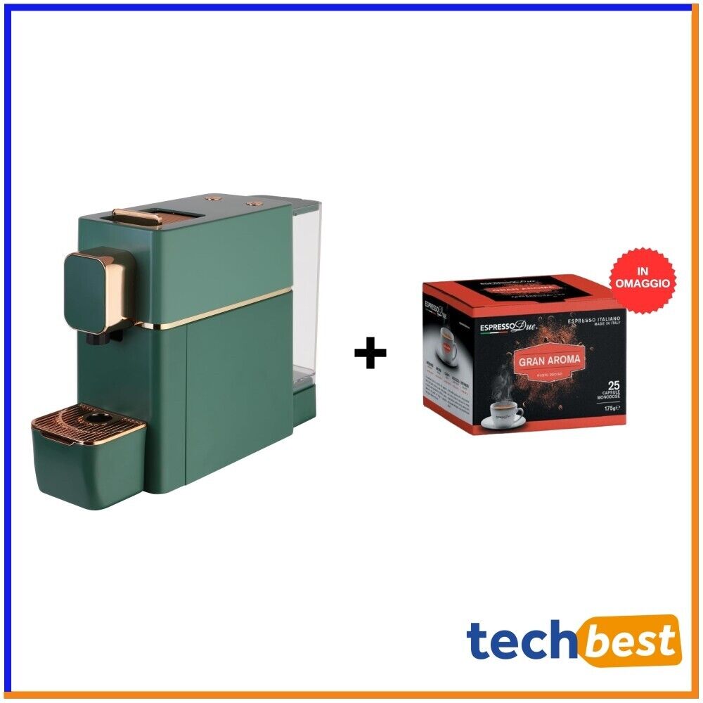 Macchina da Caffè Espresso Due Linda Omaggio 25 Capsule Gran Aroma Linda Verde