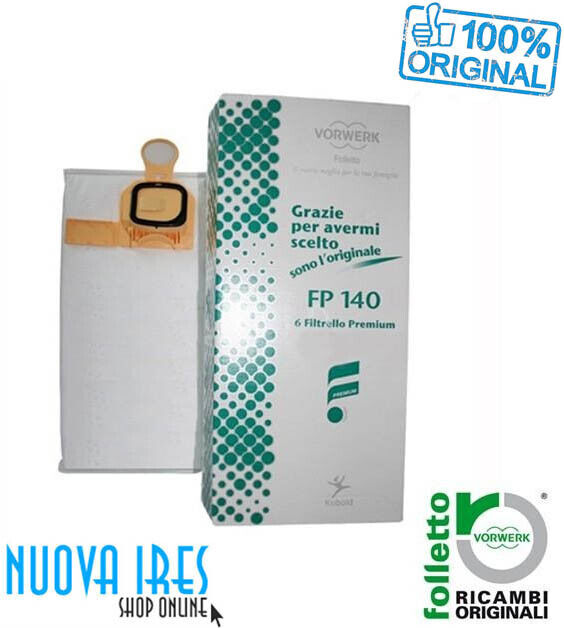FOLLETTO VK 140 150 SACCHETTI ASPIRAPOLVERE VORWERK 6 PEZZI ORIGINALI PREMIUM