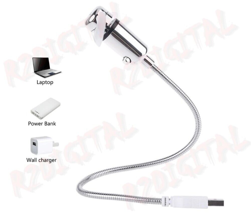 VENTILATORE ON OFF SNODABILE USB PC NOTEBOOK NETBOOK TABLET POWERBANK FLESSIBILE