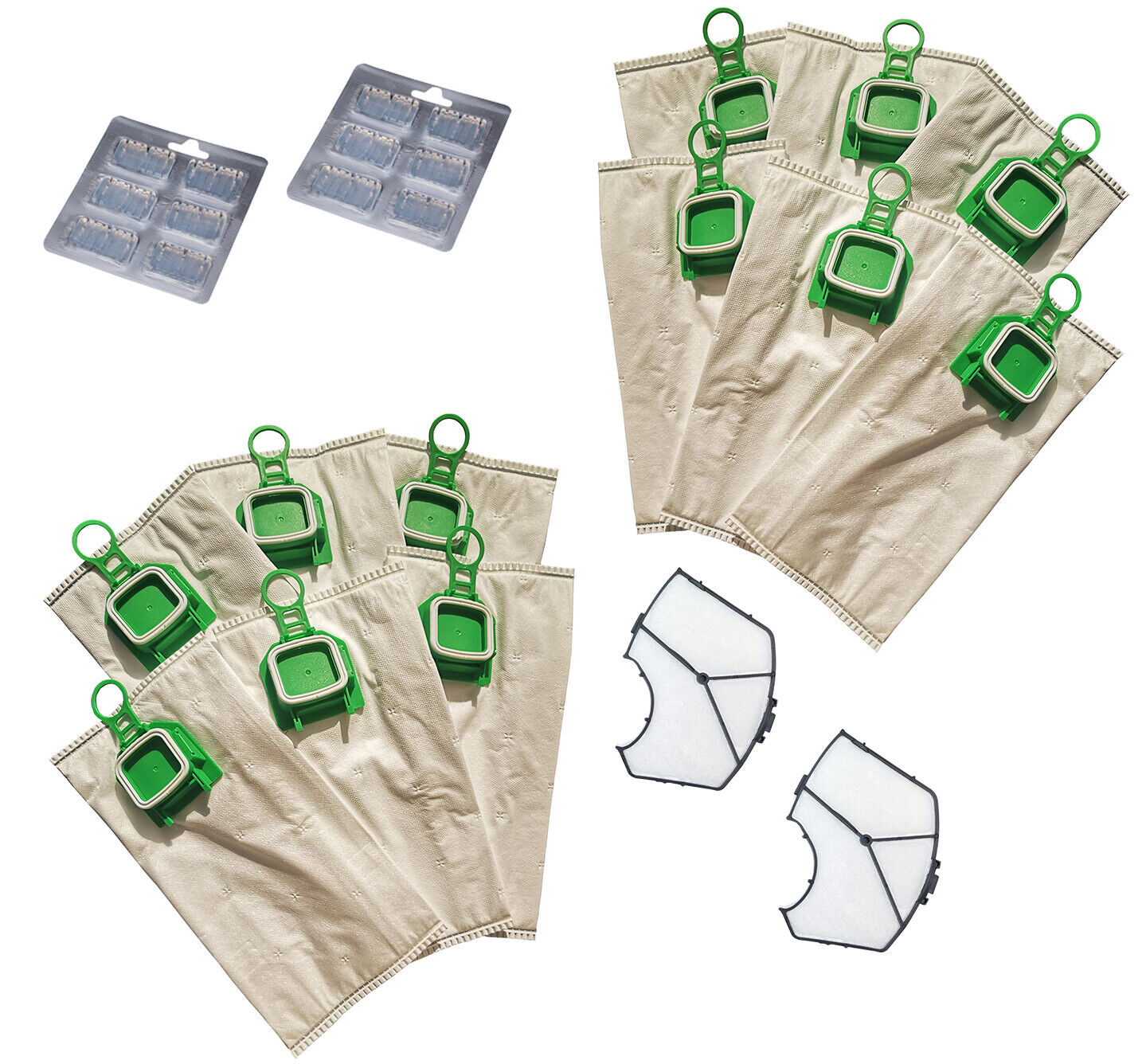 12 SACCHETTI FOLLETTO VK140 VK 150 12 PROFUMINI E 2 FILTRO MOTORE PER VORWERK