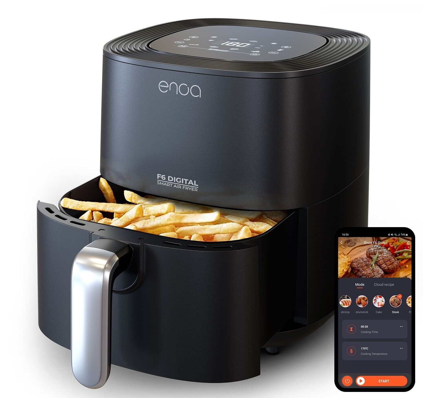 ENOA F6 Friggitrice ad Aria Smart 5,5 Litri, 8 programmi, fino a 5 persone