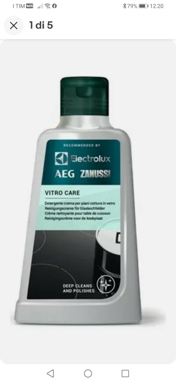 ELECTROLUX Detergente crema pulizia piani cottura vetroceramica/induzione 300ml