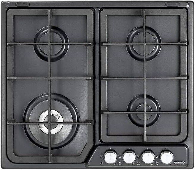 DELONGHI PFA46GH PIANO COTTURA 4 BRUCIATORI 60CM GHISA 1 TRIPLA CORONA ANTRACITE