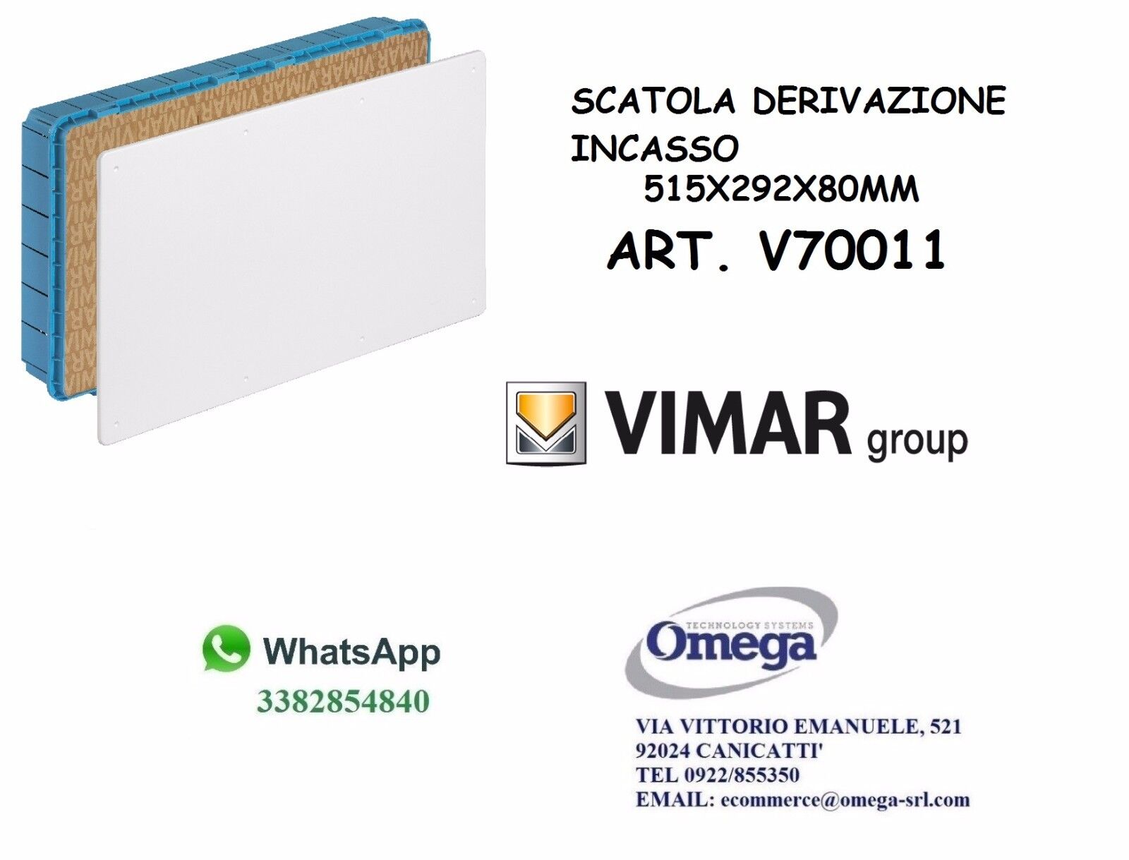 CASSETTA DI DERIVAZIONE INCASSO 515X292X80MM VIMAR V70011