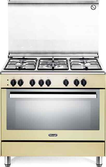 De Longhi Cucina a Gas 5 Fuochi Forno Multifunzione 90 x 60 cm Crema PEMC 96