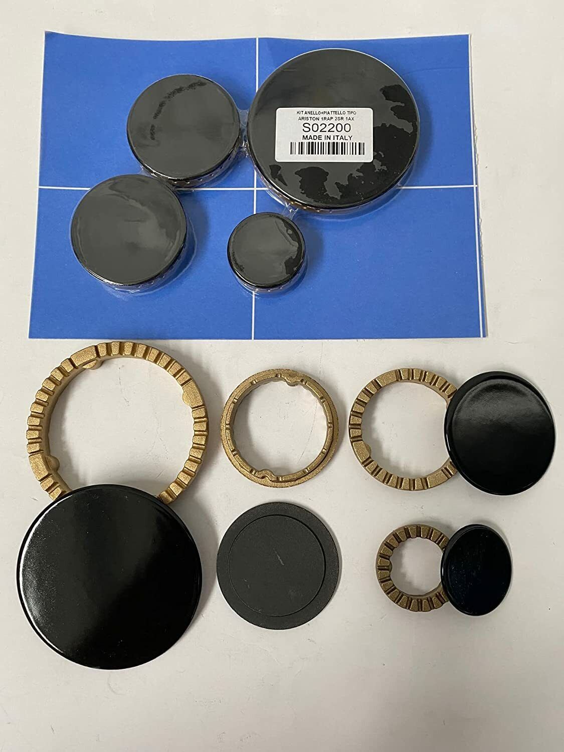 ARISTON INDESIT 4 spartifimma in ottone + 4 piattelli in ferro smaltato nero