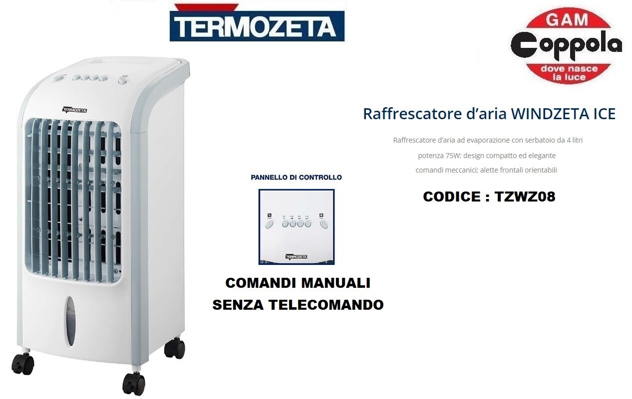 RAFFRESCATORE D'ARIA CON ACQUA & GHIACCIO 4 LT TERMOZETA TZWZ08 COMANDI MANUALI