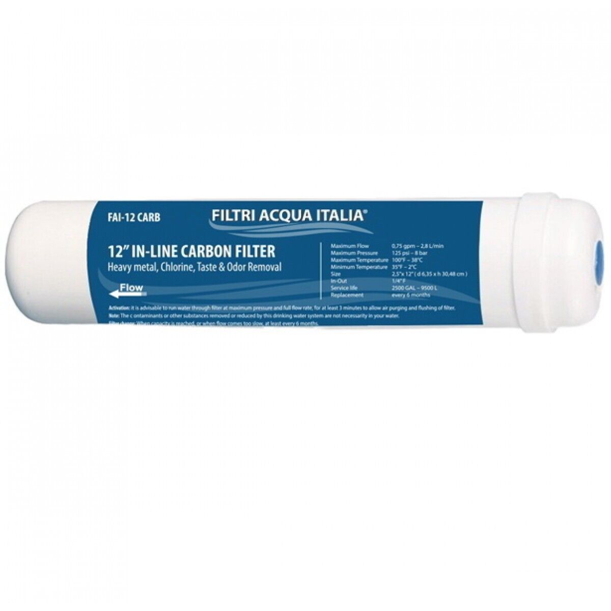Filtro in Linea Carbone Attivo Carbon Block 2,5" x 12" Micron 5