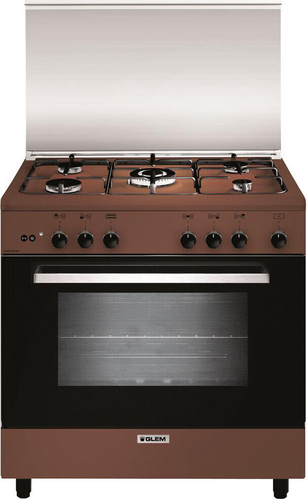 Glem Gas Cucina a Gas 5 Fuochi Forno a Gas Grill 80x50 cm Marrone - A855GC