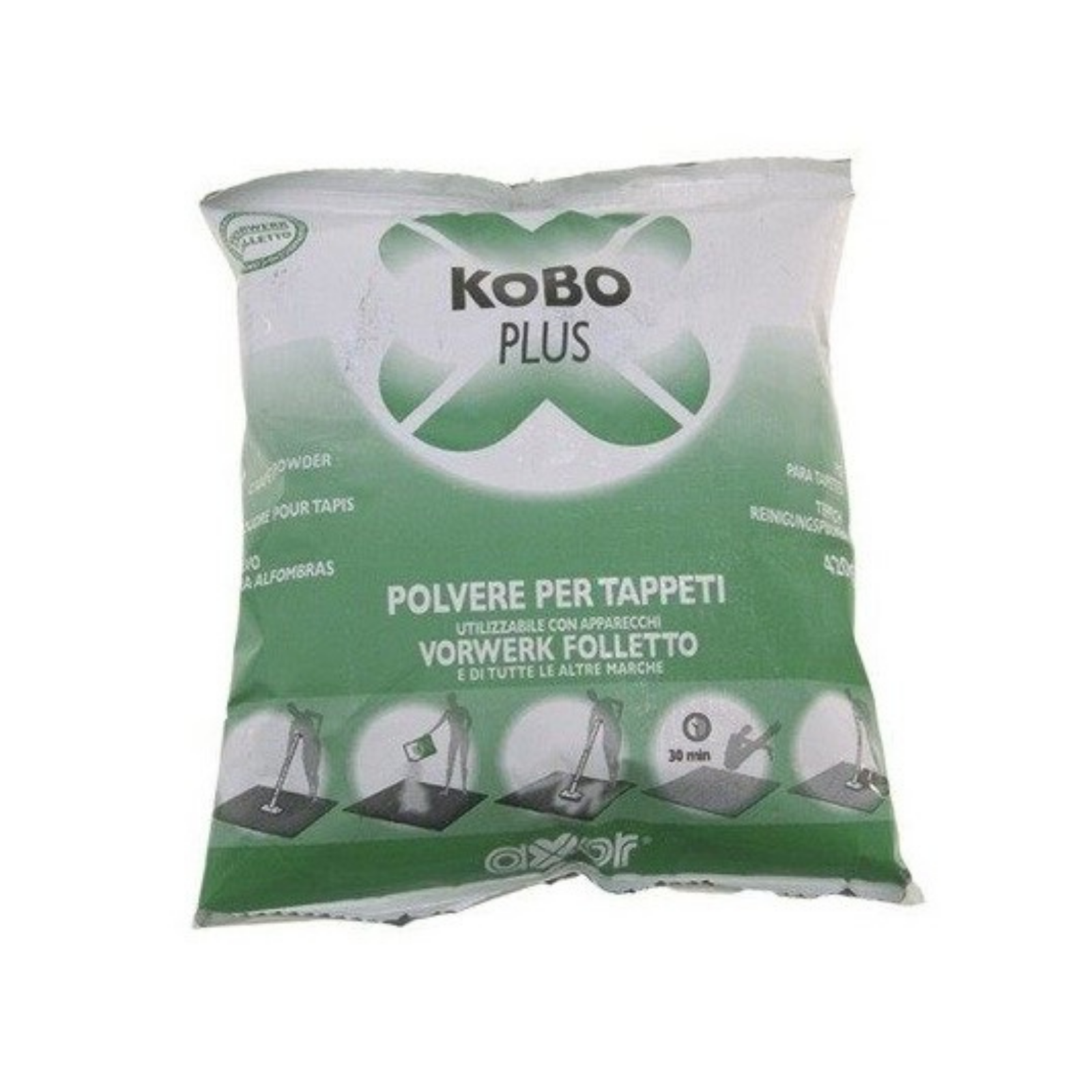 VORWERK FOLLETTO KOBOSAN POLVERE LAVAGGIO TAPPETI  MOQUETTES IGENIZZANTE 420 GR.