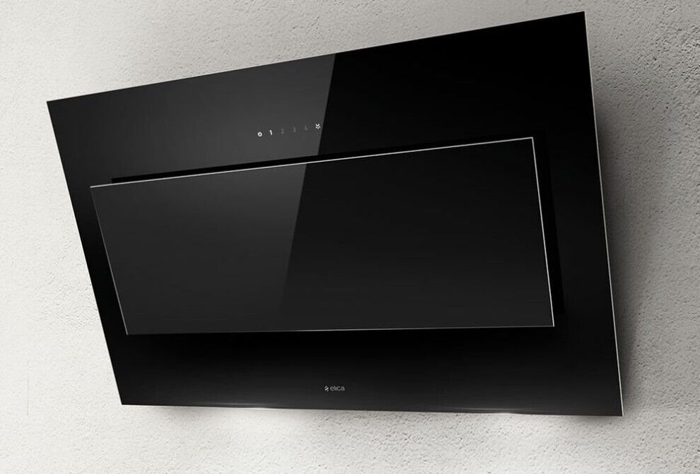 ELICA VERTIGO BL/F/90 CAPPA A PARETE TOUCH CONTROL VETRO NERO CLASSE B