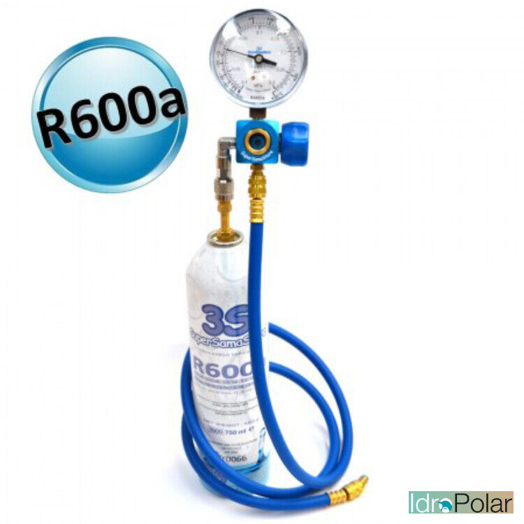 KIT RICARICA e DIAGNOSI GAS R600a per FRIGO FREEZER con FRUSTA e MANOMETRO