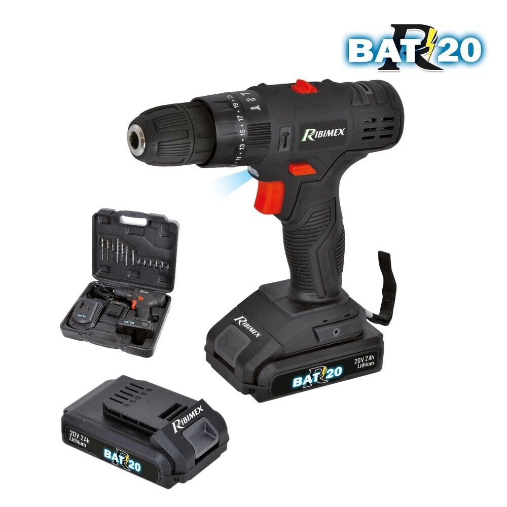 Trapano avvitatore 2 batterie Litio Perforatura Percussione LED 12 Punte Inserti