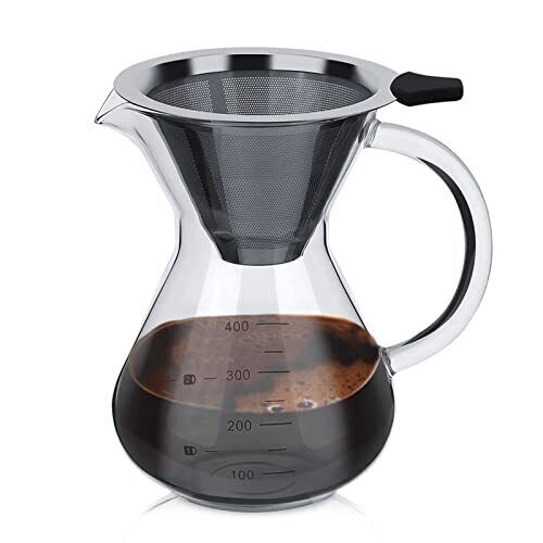HERCHR Caffettiera Pour Over Coffee Maker, 400ml Coffee Dripper Manuale, (a3K)