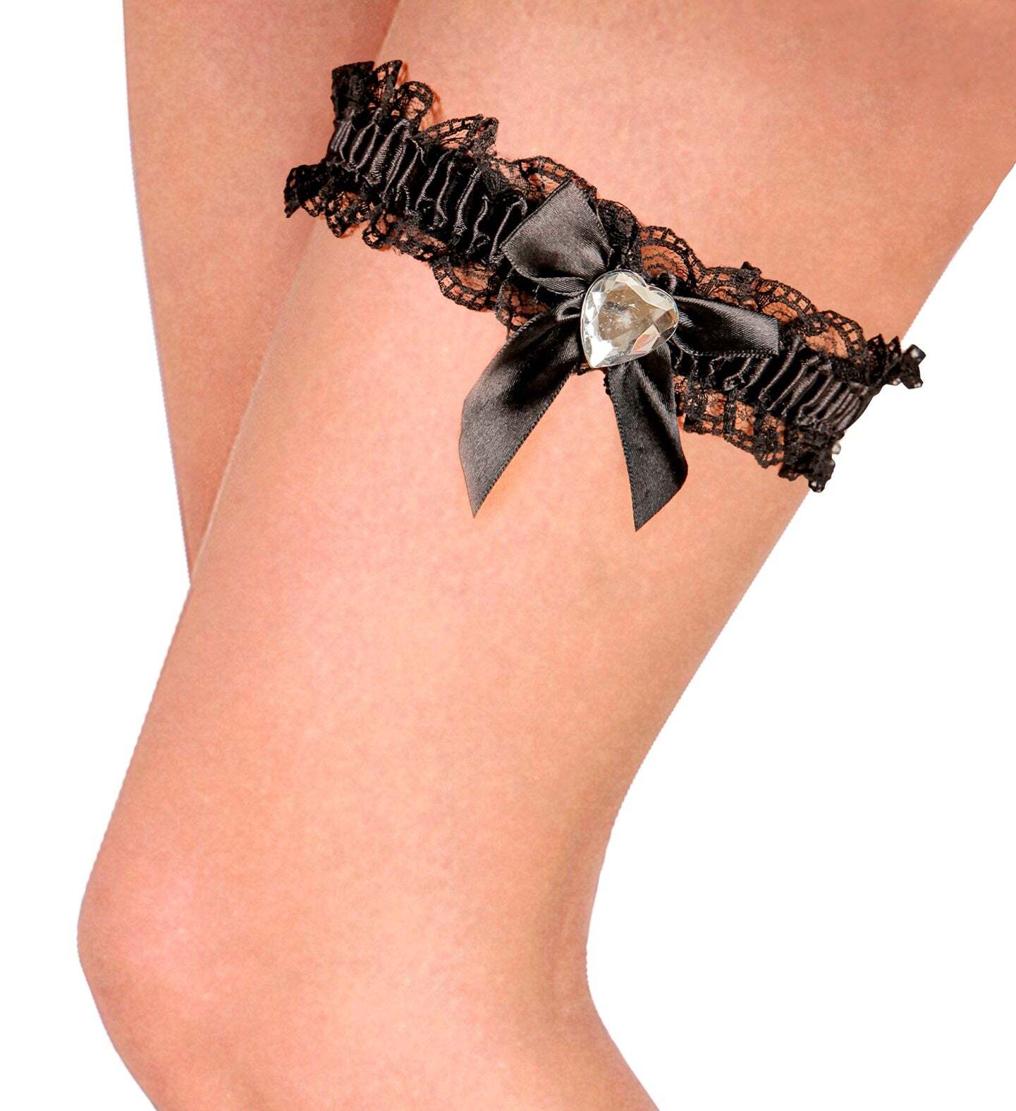 GIARRETTIERA NERA FIOCCO DIAMANTE CUORE