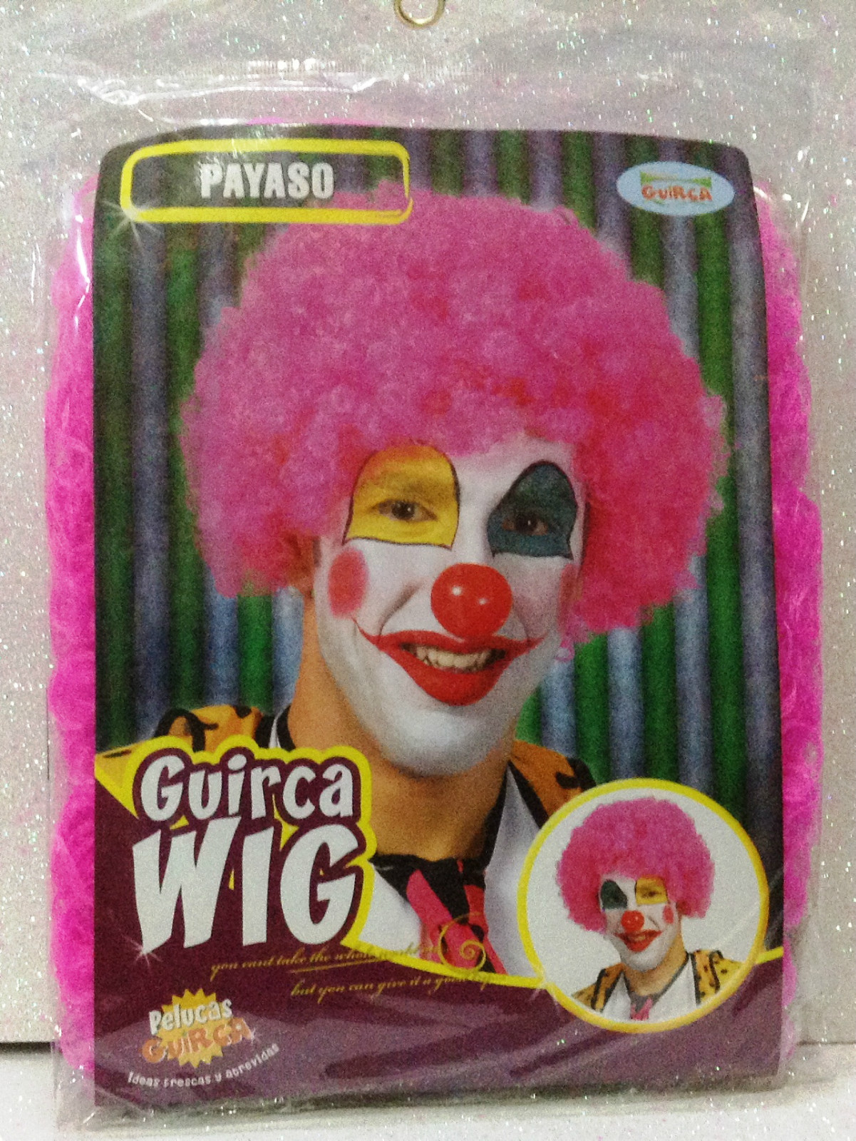 CARNEVALE HALLOWEEN PARRUCCA PAYASO RICCIA FUCSIA CLOWN  WIG 90211 4158