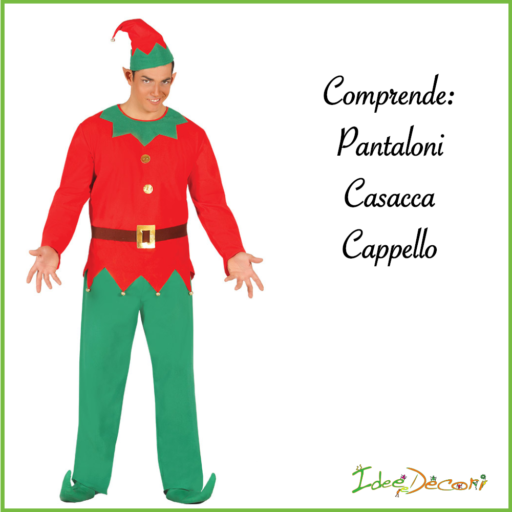 Costume Elfo aiutante di babboNatale vestito da folletto travestimento taglia L