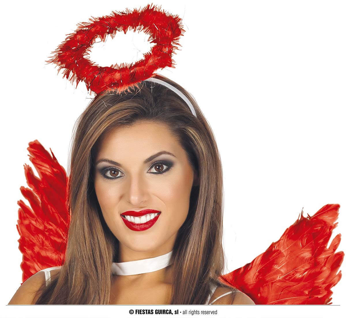 AUREOLA ANGELO CON MARABOU ROSSO