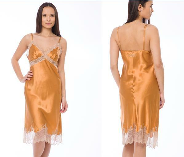 TWIN-SET Lingerie Sottoveste al Ginocchio 100% Seta Arancio -XS- Listino € 219