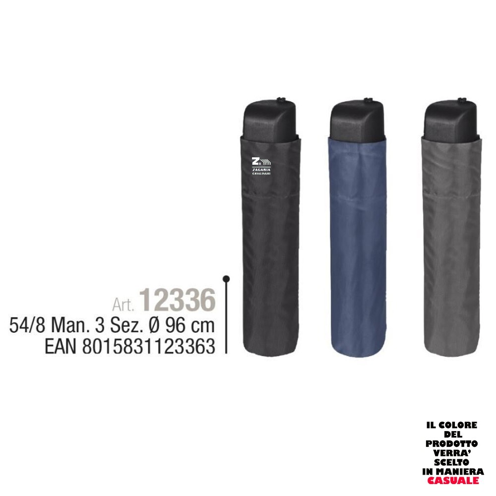 OMBRELLO PIOGGIA UOMO MINI MANUALE TINTA UNITA 54CM ART.12336