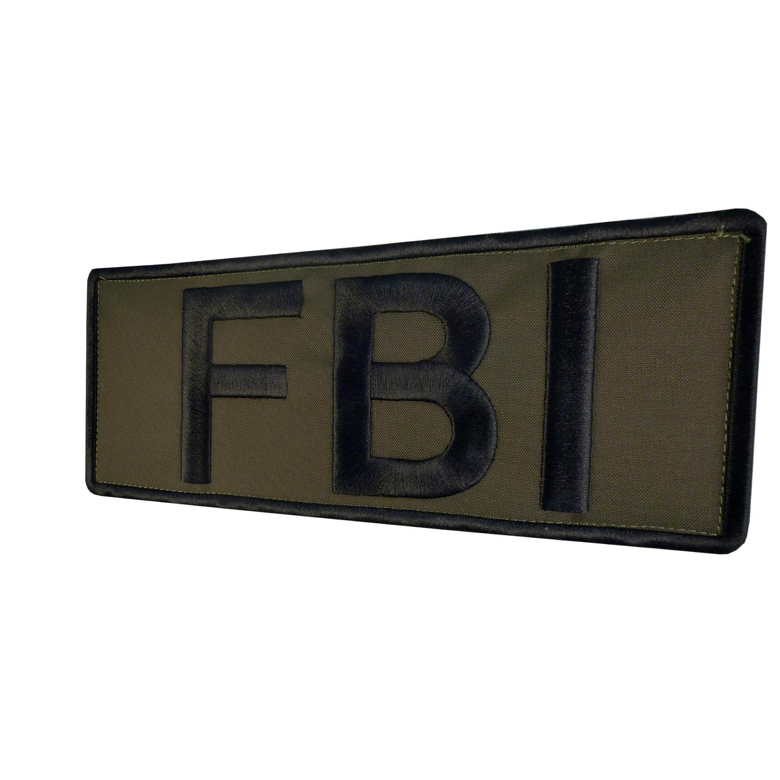 FBI large XL 10x4 inch olive drab OD ricamata toppa patch VELCRO® brand