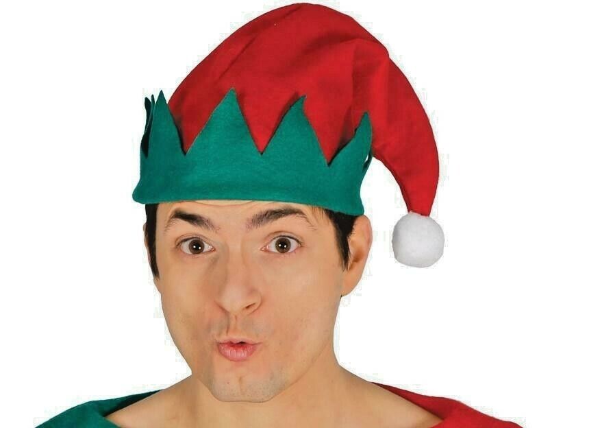 NATALE CAPPELLO DA ELFO DI BABBO NATALE ELF OF SANTA CLAUS HAT COTILLON 41570