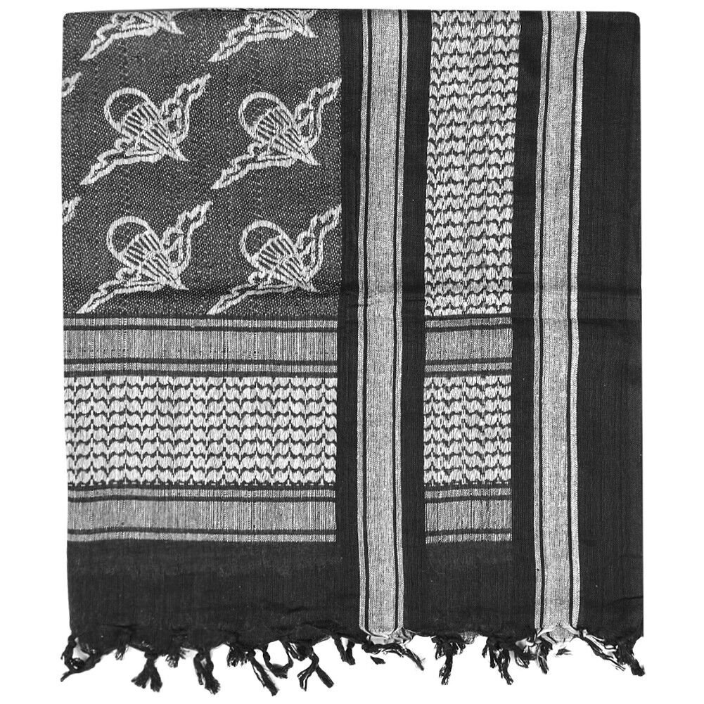 Mil-Tec Shemagh Sciarpa Paratrooper Foulard Esercito All'Aperto Nero / Bianca