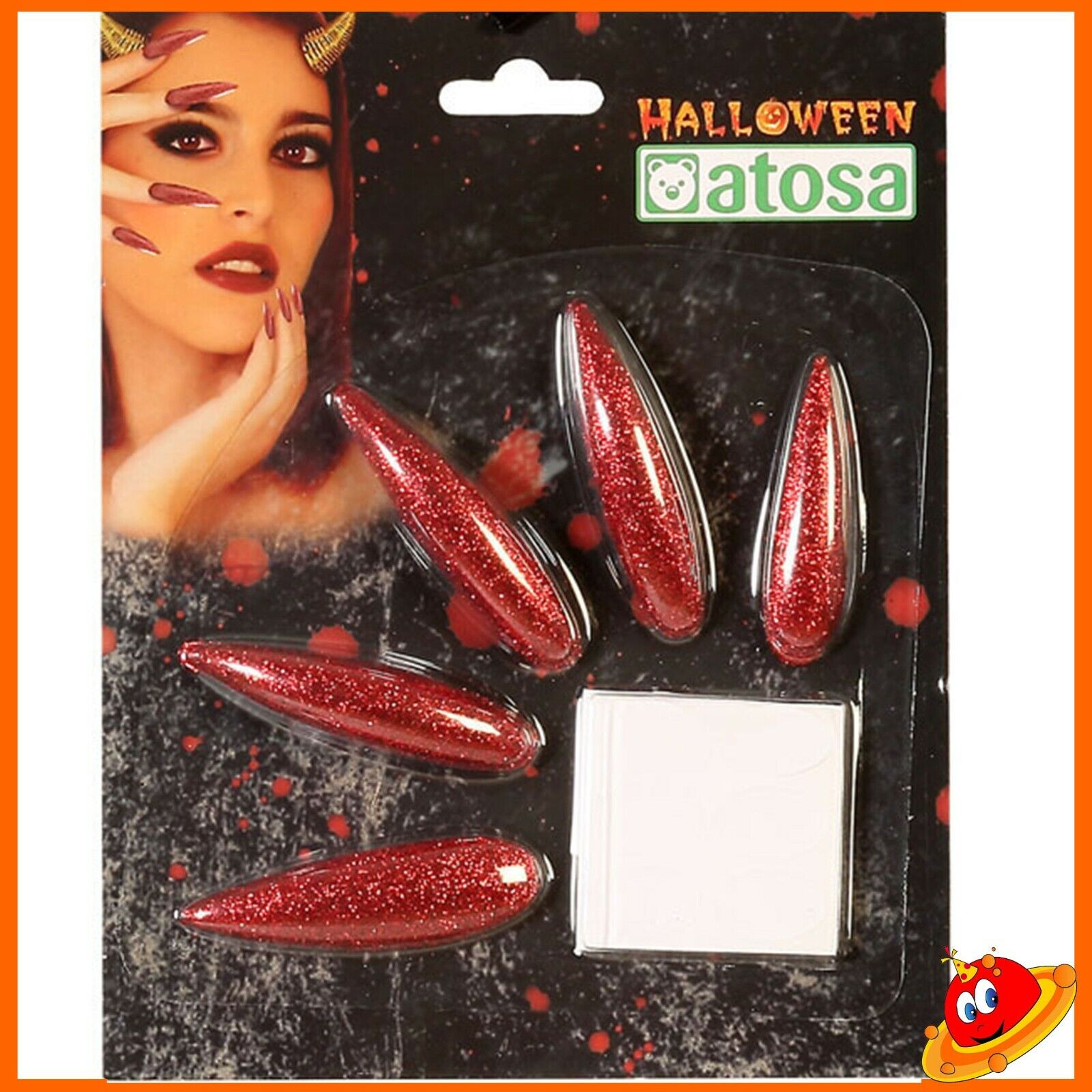 Halloween Carnevale Unghie finte Rosse glitter Strega Diavolo Diavola Diavoletta