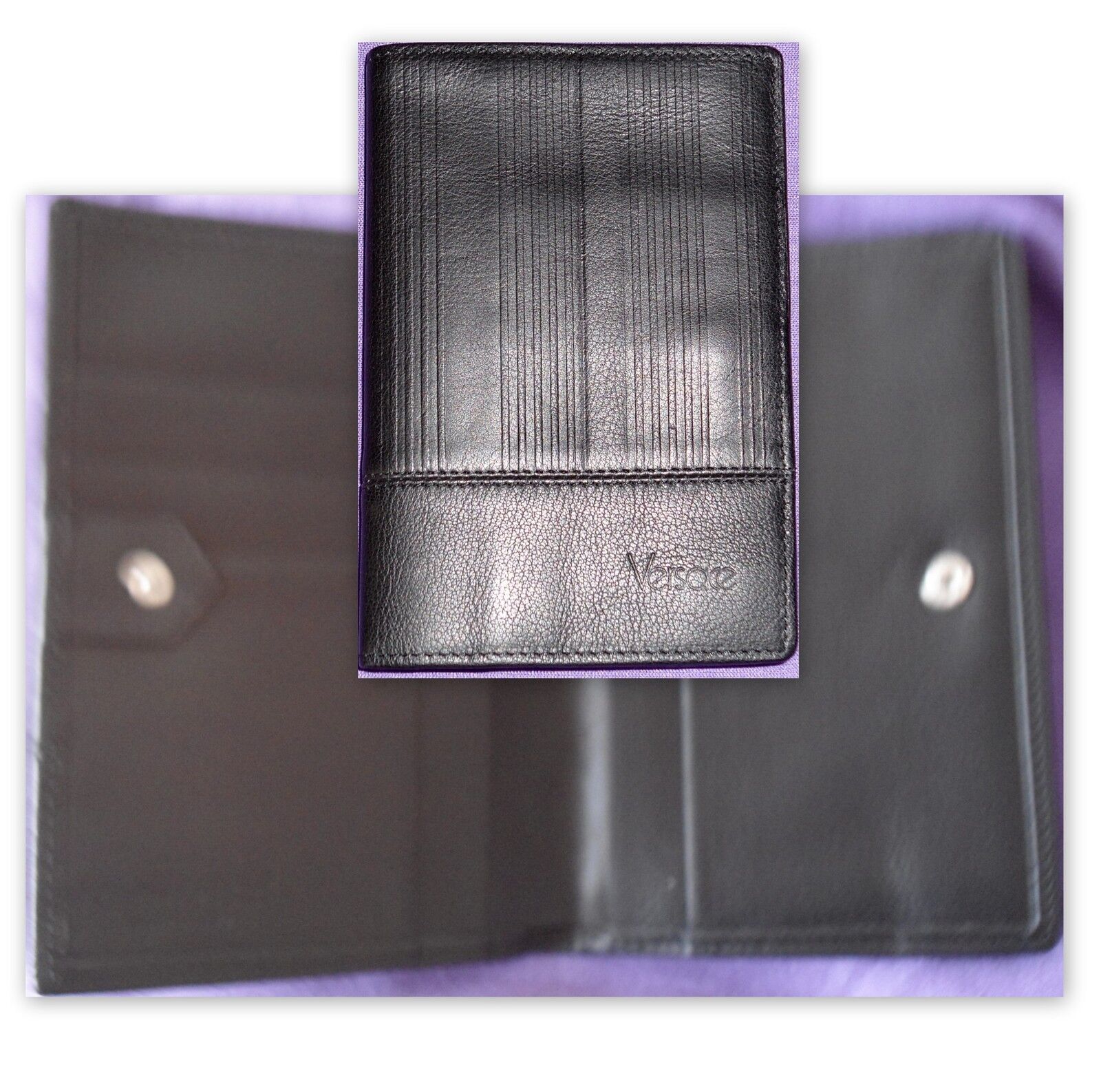 GIANNI VERSACE PORTAFOGLI NERO DA DONNA IN PELLE VINTAGE WALLET