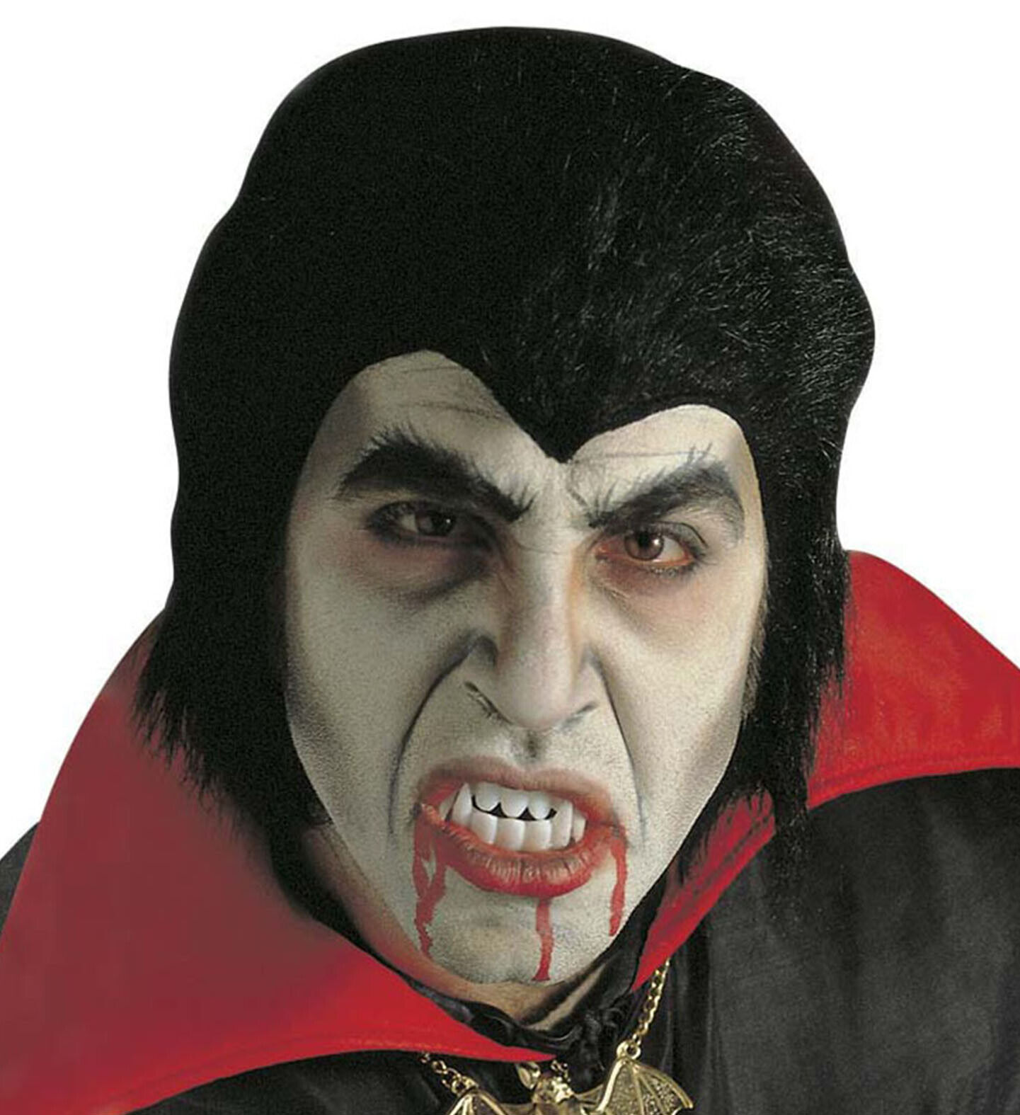 SET DRACULA  PARRUCCA DENTIERA GOCCIE DI SANGUE
