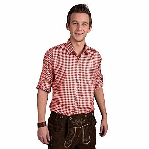 Partito Champ 0108-25-38 - Trachtenhemd Putzbrunn Plaid, Rosso (i7l)