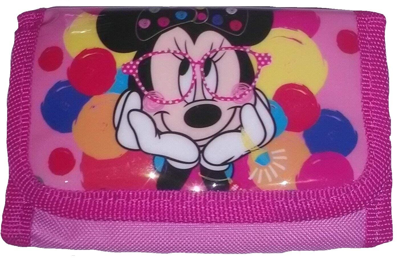 Disney Minnie Mouse Rosa Tri Fold Portafoglio con Zip Scomparto