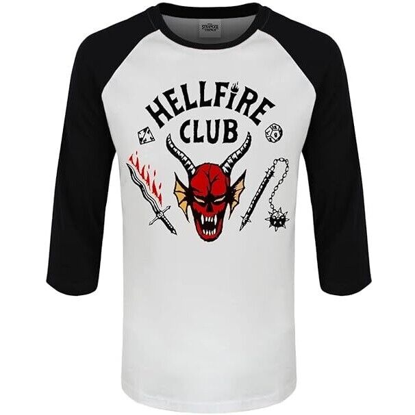 Heroes Inc STRANGER THINGS T-SHIRT M UOMO MAGLIA MANICHE 3/4 LOGO BASEBALL NERD