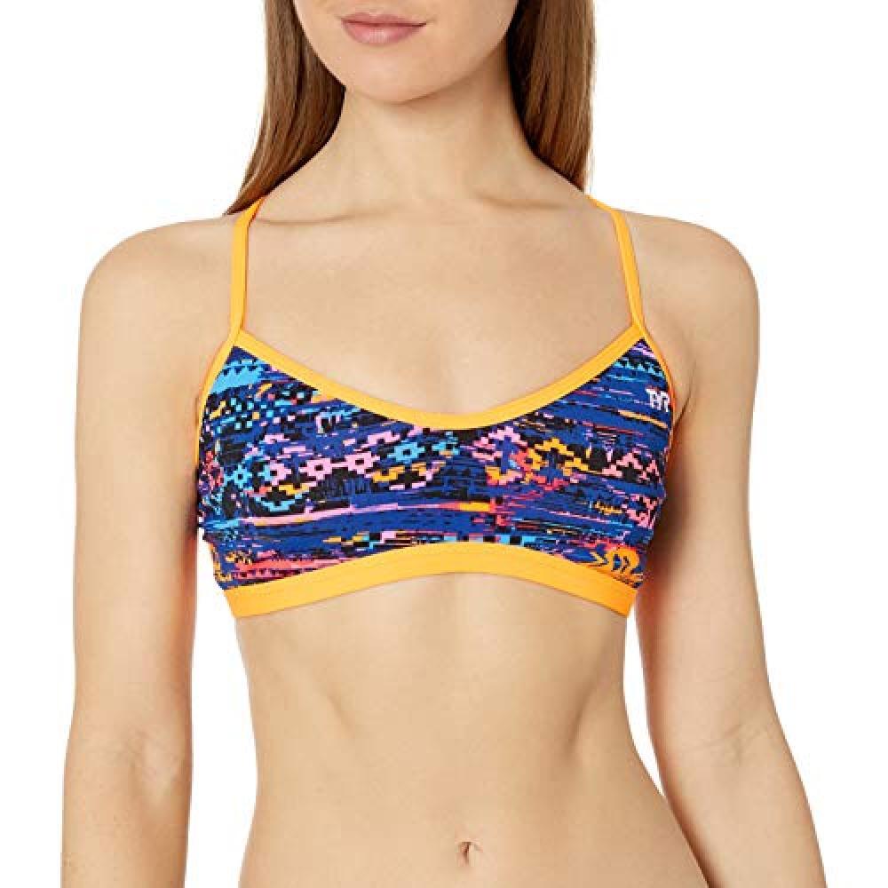 (TG. XS) TYRAY|#TYR Tyr Kiowa Trinity Bikini Top, Donna, Arancio/Multicolor, XS