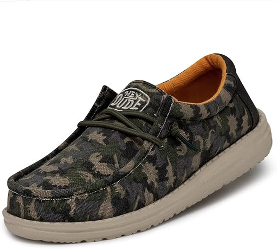Hey Dude TG 31 Wally Youth Camodino Mocassino Bambino e Ragazzo Verde Muschio