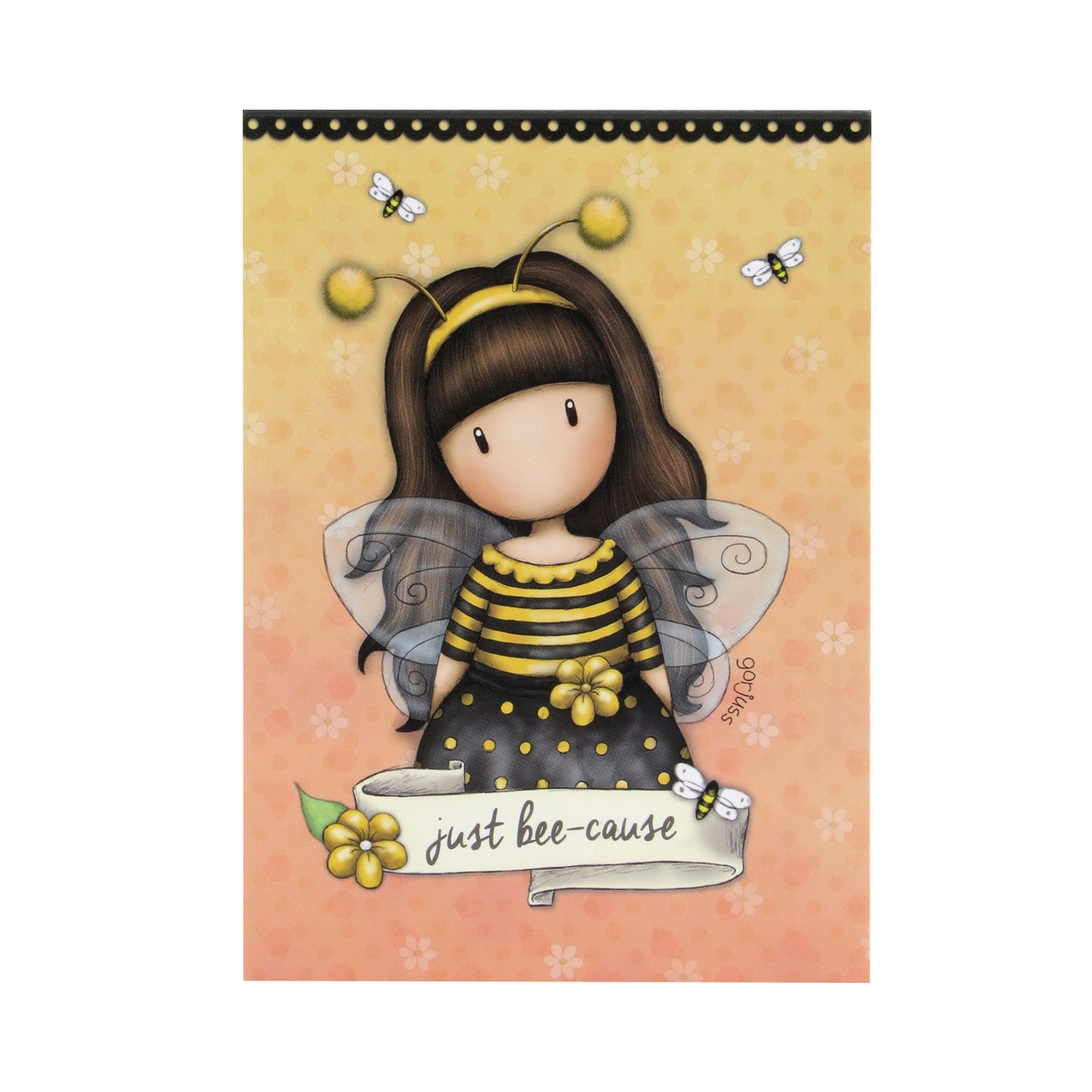BLOCCO MEMO block notes BEE LOVED gorjuss SANTORO london 910GJ01 a righe GIALLO