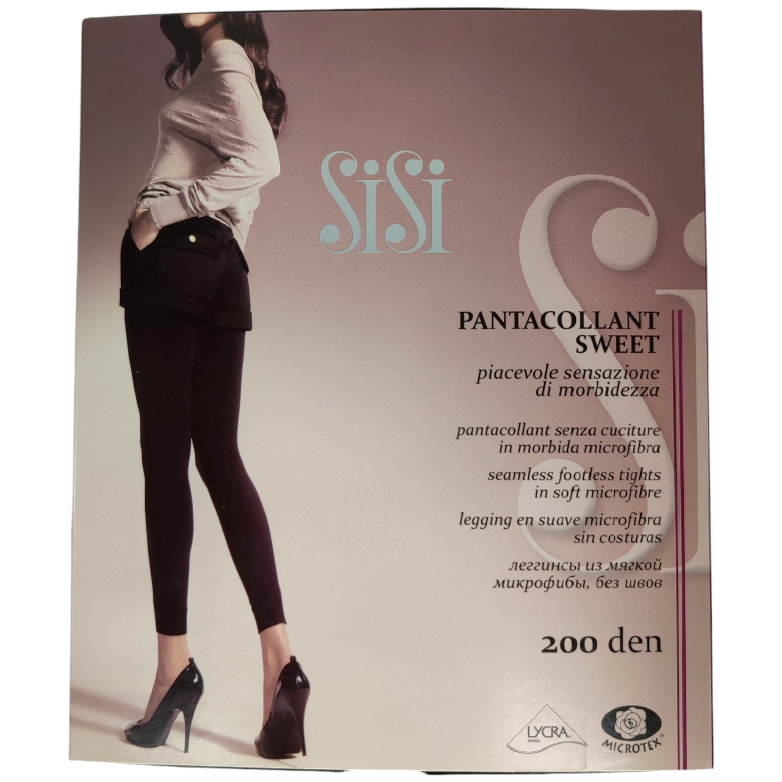 SISI PANTACOLLANT SWEET 200 DEN ,SENZA CUCITURE LEGGINGS IN MICROFIBRA NERO S/M