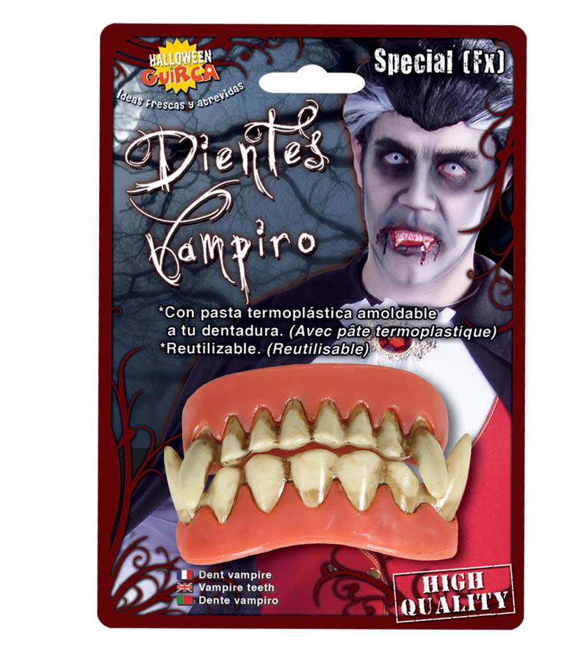 Denti vampiro completi con pasta modellabile