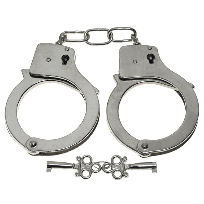 Classic Solid Chrome Metallo Argento Manette Polizia Manette Pattuglia Di Sicure