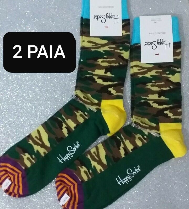 2 PAIA Calze Calzini lunghi Unisex Happy Socks TG 41 46