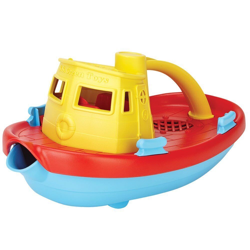 Green Toys Tugboat (Yellow Handle) - Bath and Water Toys, Multicolor, 11.4 x 23.