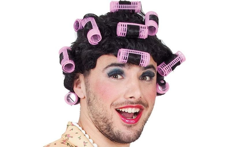 Parrucca Corta con Bigodini capelli neri uomo donna unisex carnevale feste  - 1