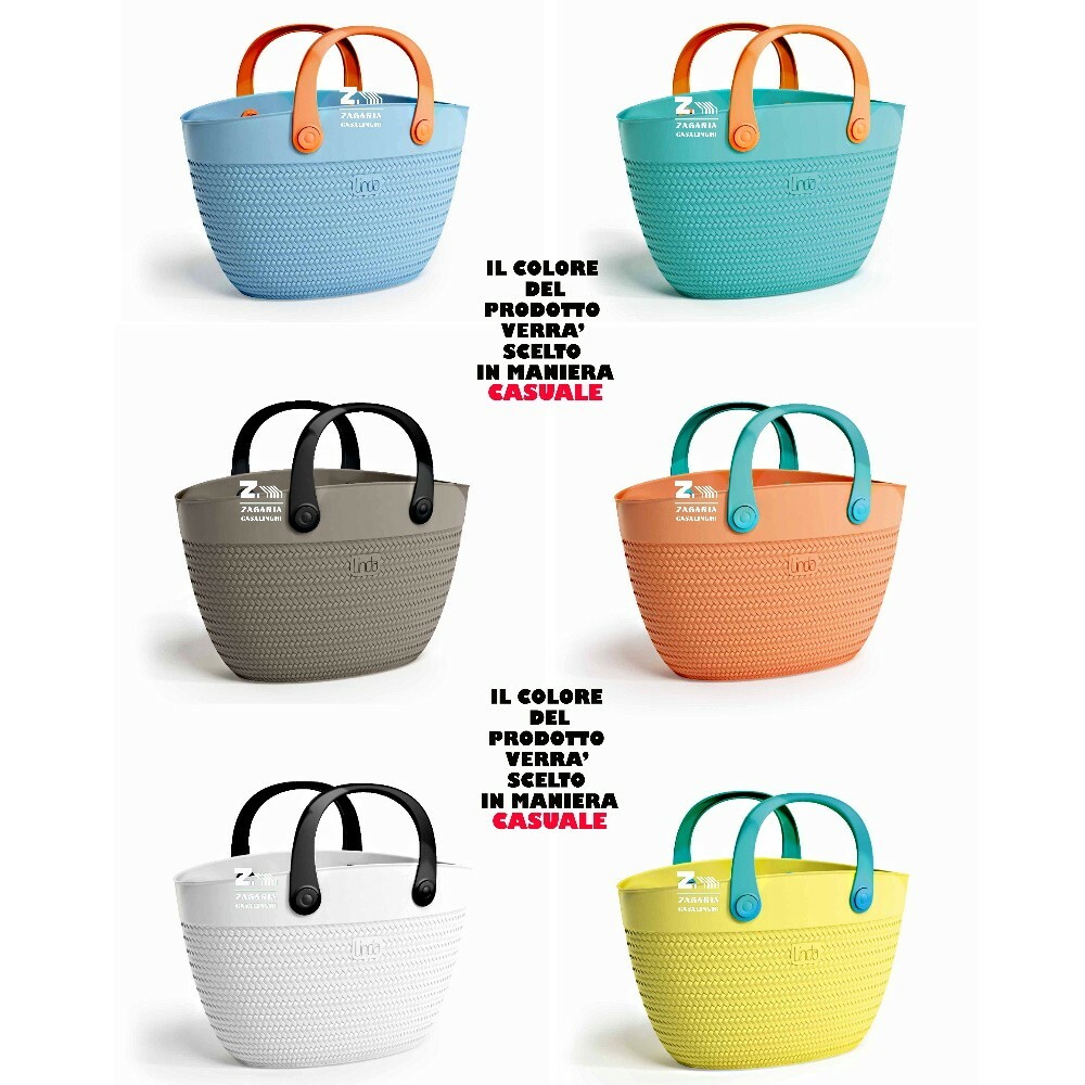 BORSA MARE LINDA IN PLASTICA RESISTENTE PRATICA E CAPIENTE CON MANICI CM 50X41