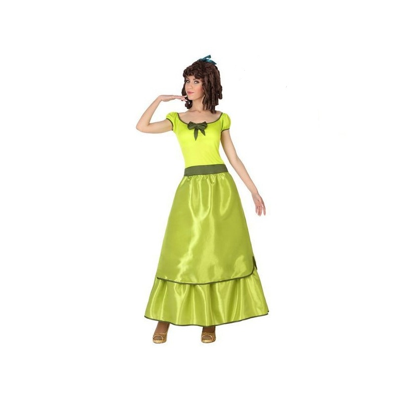 Costume Dama da donna abito storico colore verde con fiocco taglia M/L Atosa